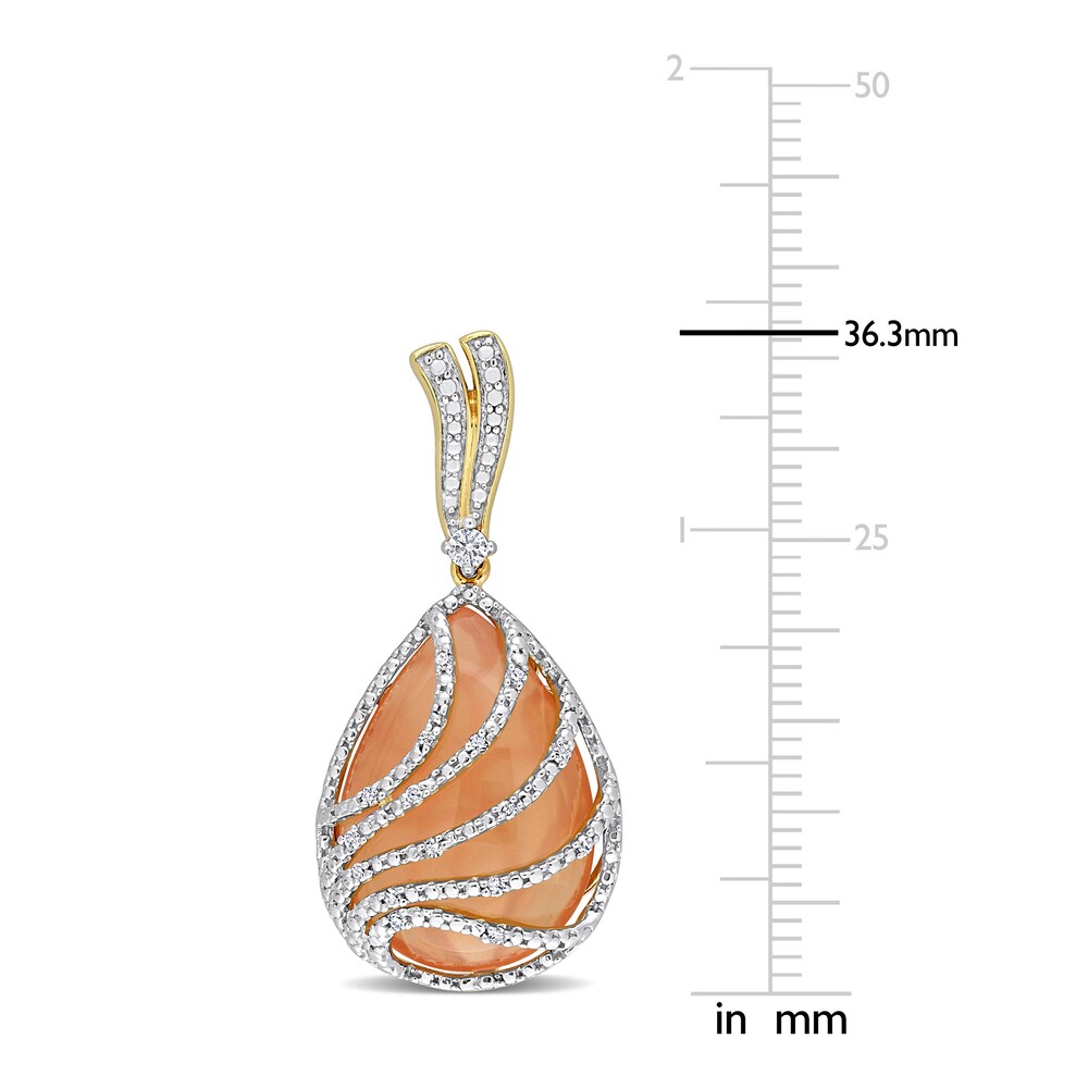 Natural Orange Moonstone Earrings 1/4 ct tw Round 14K Yellow Gold AYlr59jJ