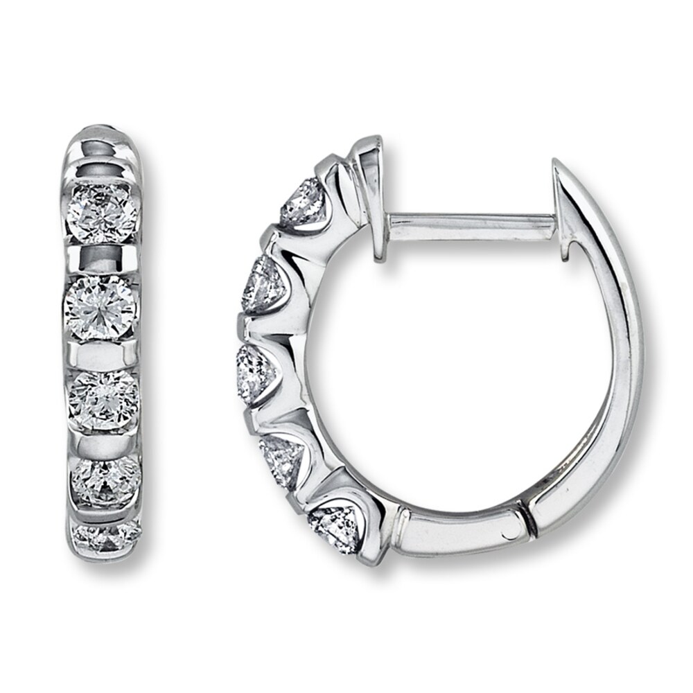 Diamond Hoop Earrings 1 ct tw Round-cut 14K White Gold Aczo0QwK Diamond Hoop Earrings 1 ct tw Round-cut 14K White Gold Aczo0QwK
