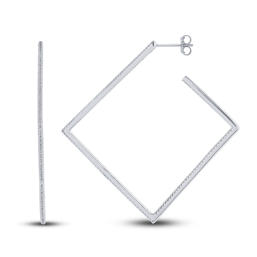 Diamond Square Hoop Earrings 1 ct tw Round 14K White Gold AeT1Yg3J Diamond Square Hoop Earrings 1 ct tw Round 14K White Gold AeT1Yg3J