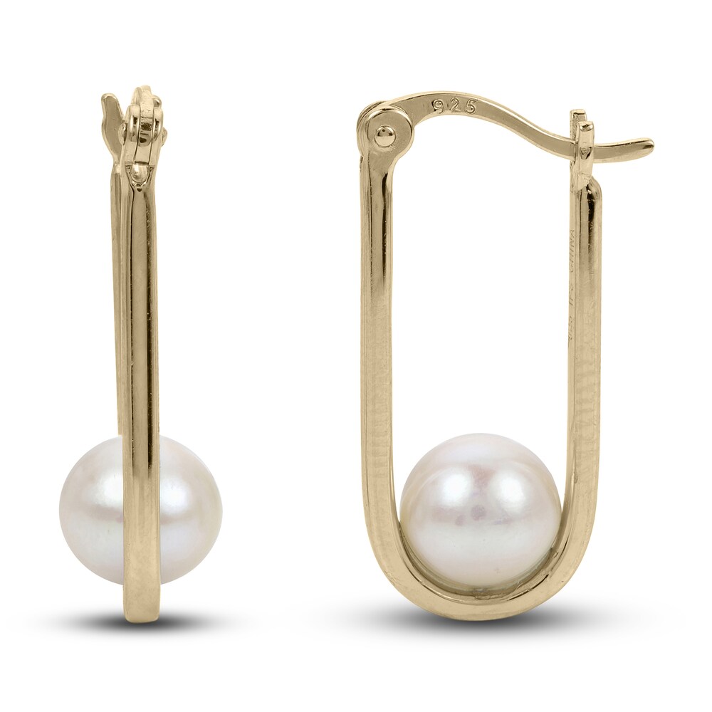 Cultured Freshwater Pearl U-Hoop Earrings 14K Yellow Gold AfzgZKZz Cultured Freshwater Pearl U-Hoop Earrings 14K Yellow Gold AfzgZKZz