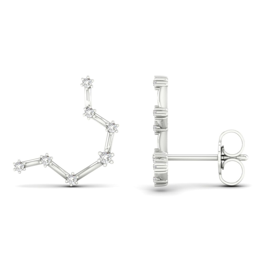 Diamond Aquarius Constellation Earrings 1/8 ct tw Round 14K White Gold AgBJPsGv