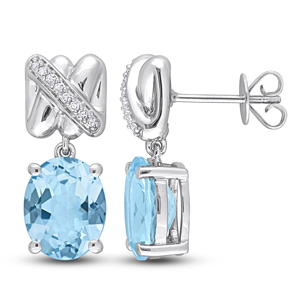 Natural Blue Topaz Earrings 1/15 ct tw Diamonds 14K White Gold AkVmcDnW Natural Blue Topaz Earrings 1/15 ct tw Diamonds 14K White Gold AkVmcDnW