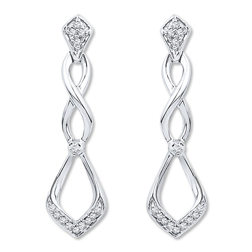 Diamond Drop Earrings 1/10 ct tw Round-cut Sterling Silver AlVNavzN Diamond Drop Earrings 1/10 ct tw Round-cut Sterling Silver AlVNavzN