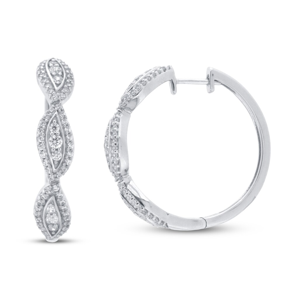 Diamond Huggie Earrings 1 ct tw Round 14K White Gold AyUY7pNa Diamond Huggie Earrings 1 ct tw Round 14K White Gold AyUY7pNa