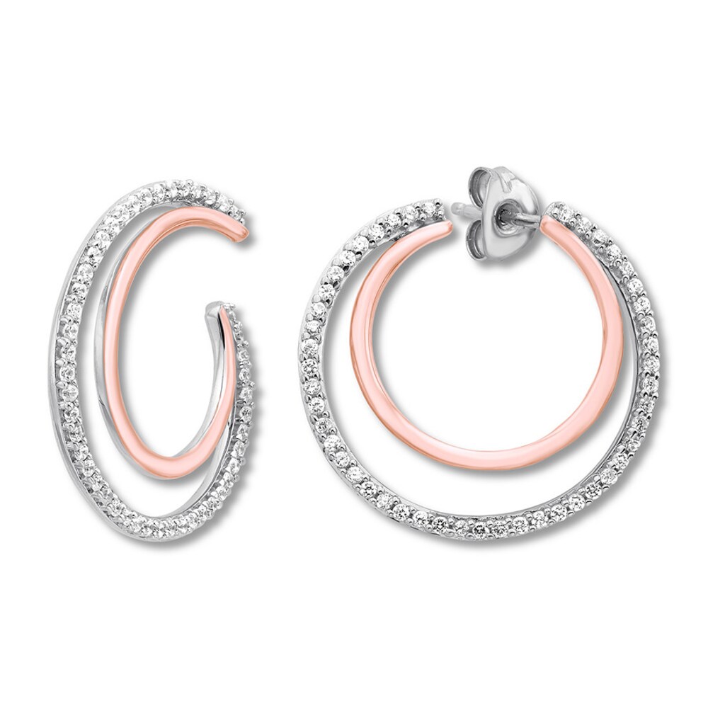 Diamond Hoop Earrings 1/2 carat tw Round 14K Two-Tone Gold B0JXklpQ