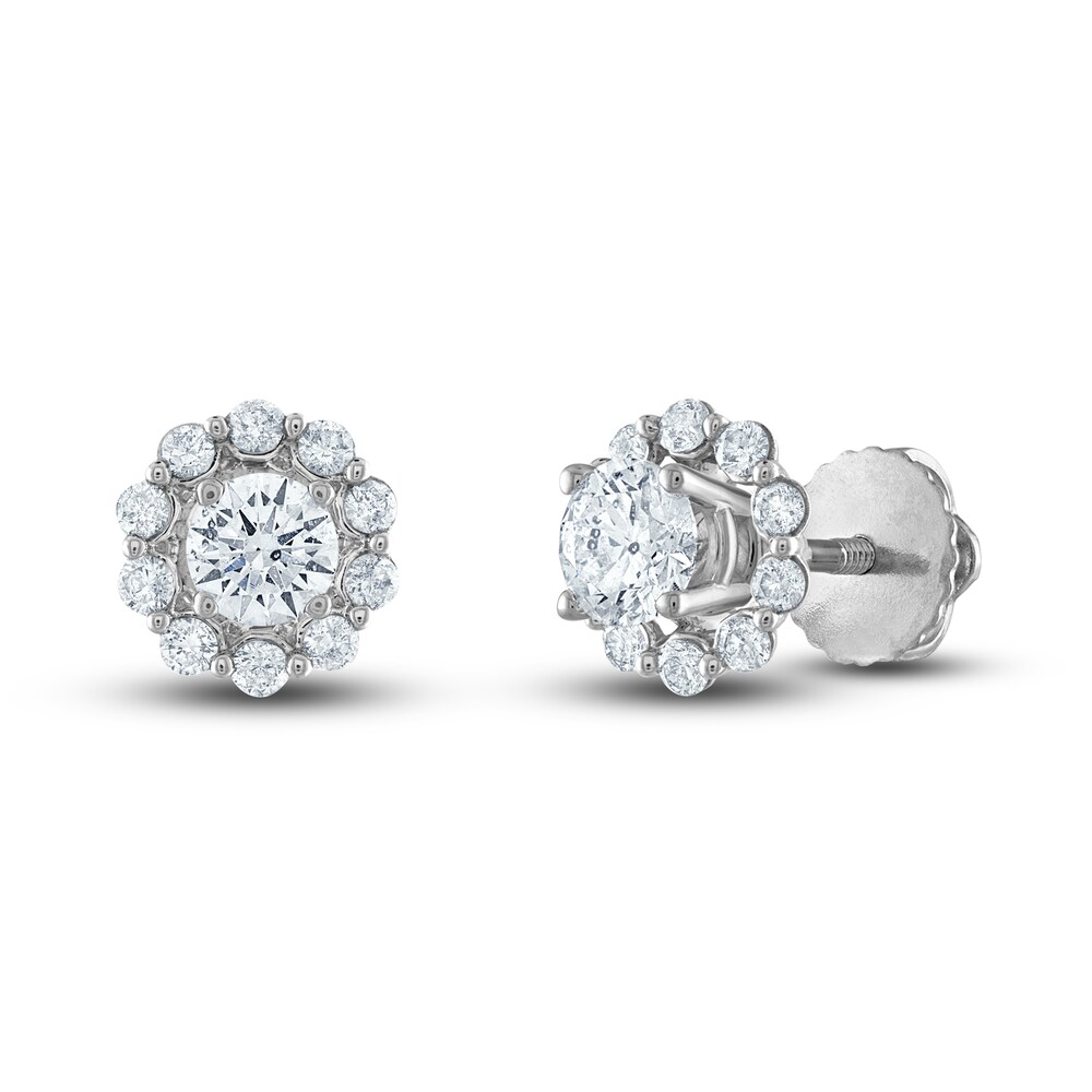 Diamond Halo Stud Earring Jackets 1/2 ct tw Round 14K White Gold B5Kiz4QZ Diamond Halo Stud Earring Jackets 1/2 ct tw Round 14K White Gold B5Kiz4QZ