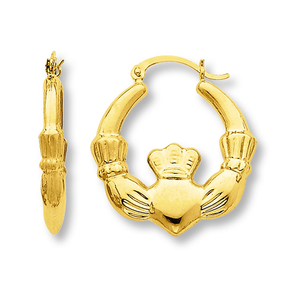 Claddagh Hoop Earrings 14K Yellow Gold B8If4uRv Claddagh Hoop Earrings 14K Yellow Gold B8If4uRv