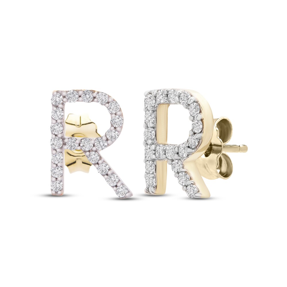 Diamond Letter R Earrings 1/10 ct tw Round 10K Yellow Gold B9X0taWG Diamond Letter R Earrings 1/10 ct tw Round 10K Yellow Gold B9X0taWG