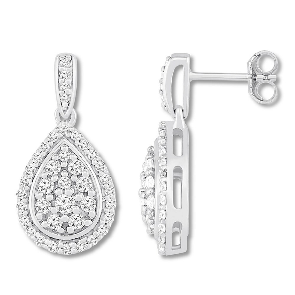 Diamond Teardrop Earrings 3/4 ct tw Round-cut Sterling Silver BHNZ9vAj Diamond Teardrop Earrings 3/4 ct tw Round-cut Sterling Silver BHNZ9vAj