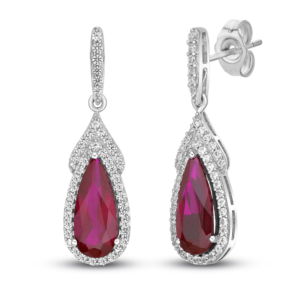 Lab-Created Ruby & Lab-Created White Sapphire Earrings Sterling Silver BMtRDuQm Lab-Created Ruby & Lab-Created White Sapphire Earrings Sterling Silver BMtRDuQm