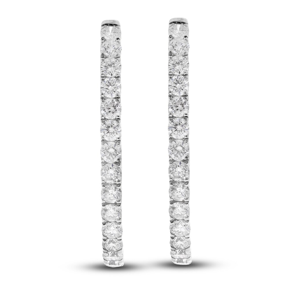 Diamond Hoop Earrings 4 ct tw Round 14K White Gold BPrE340V Diamond Hoop Earrings 4 ct tw Round 14K White Gold BPrE340V
