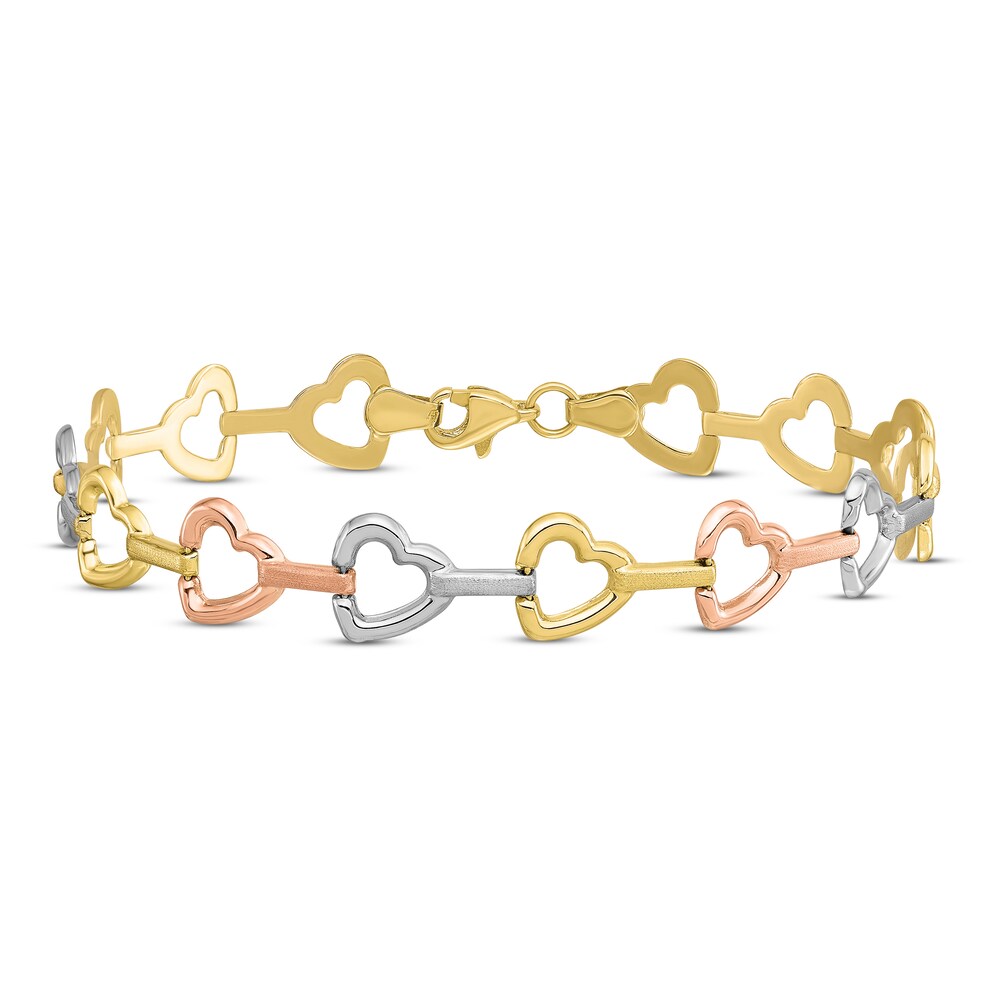 Heart Bracelet 10K Tri-color Gold BQOdsEMp Heart Bracelet 10K Tri-color Gold BQOdsEMp