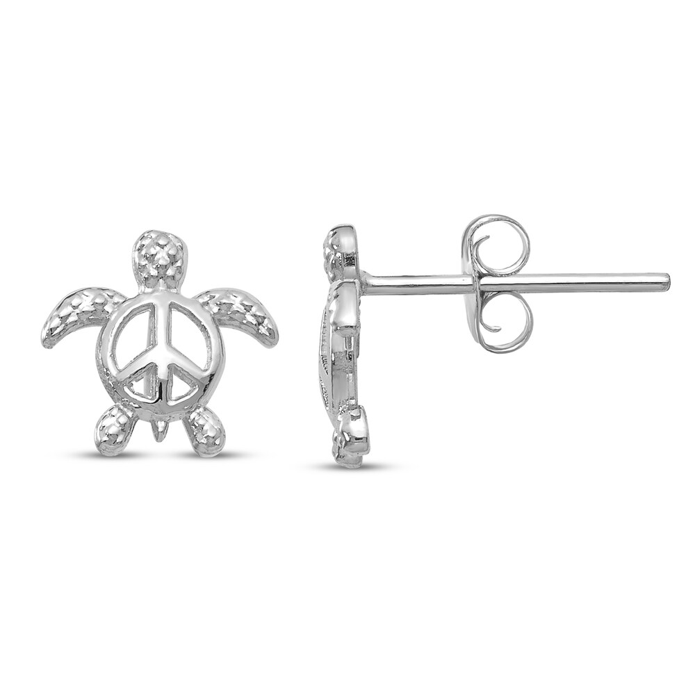 Turtle Stud Earrings 14K White Gold BRJzRDif Turtle Stud Earrings 14K White Gold BRJzRDif
