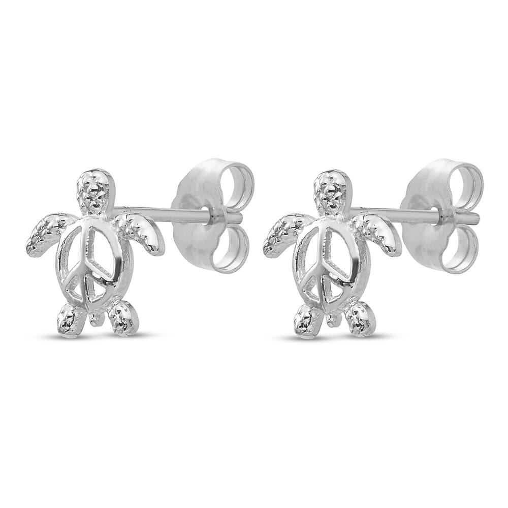 Turtle Stud Earrings 14K White Gold BRJzRDif Turtle Stud Earrings 14K White Gold BRJzRDif