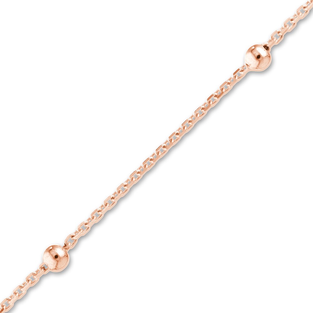 Beaded Station Bracelet 14K Rose Gold 7.5\" Adj. BTudXKs2 Beaded Station Bracelet 14K Rose Gold 7.5\" Adj. BTudXKs2