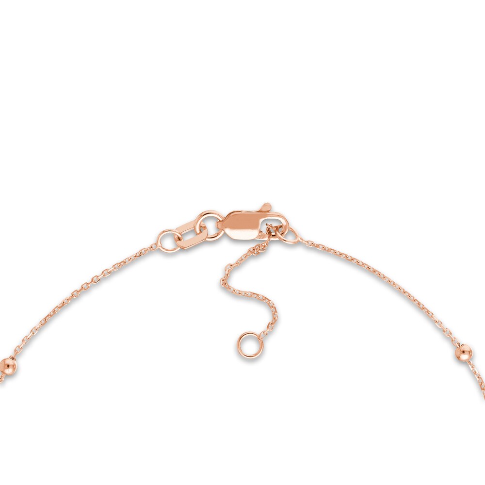 Beaded Station Bracelet 14K Rose Gold 7.5\" Adj. BTudXKs2 Beaded Station Bracelet 14K Rose Gold 7.5\" Adj. BTudXKs2
