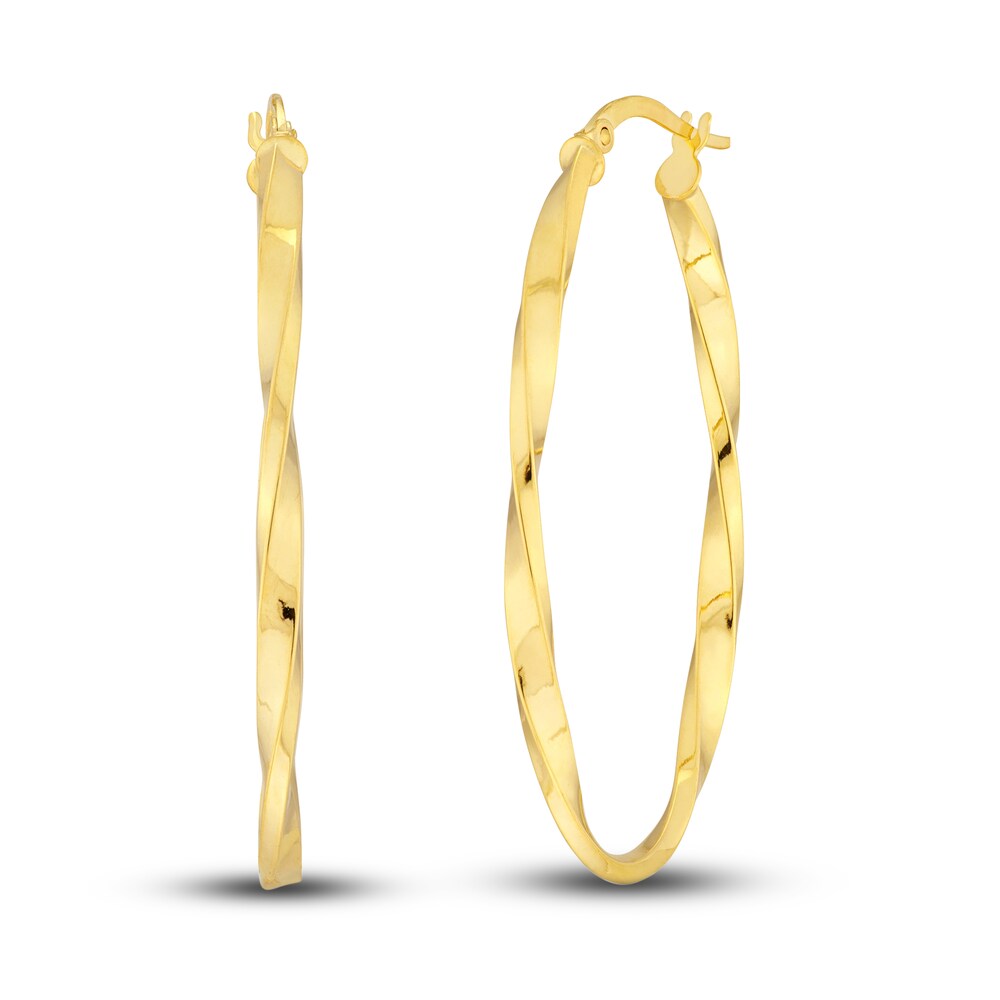Polished Twisted Oval Hoop Earrings 14K Yellow Gold 22mm BYLces60 Polished Twisted Oval Hoop Earrings 14K Yellow Gold 22mm BYLces60