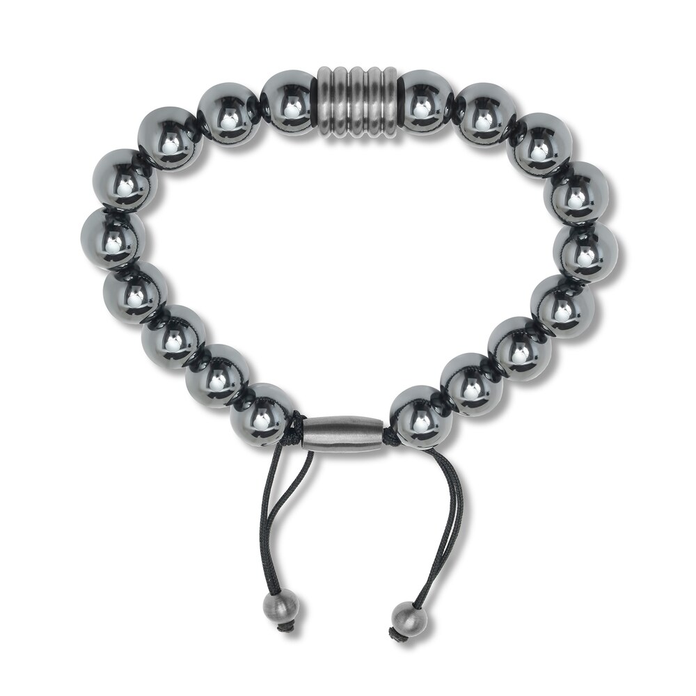 Men\'s Hematite Bead Bolo Bracelet Stainless Steel BZyEhPgE Men\'s Hematite Bead Bolo Bracelet Stainless Steel BZyEhPgE