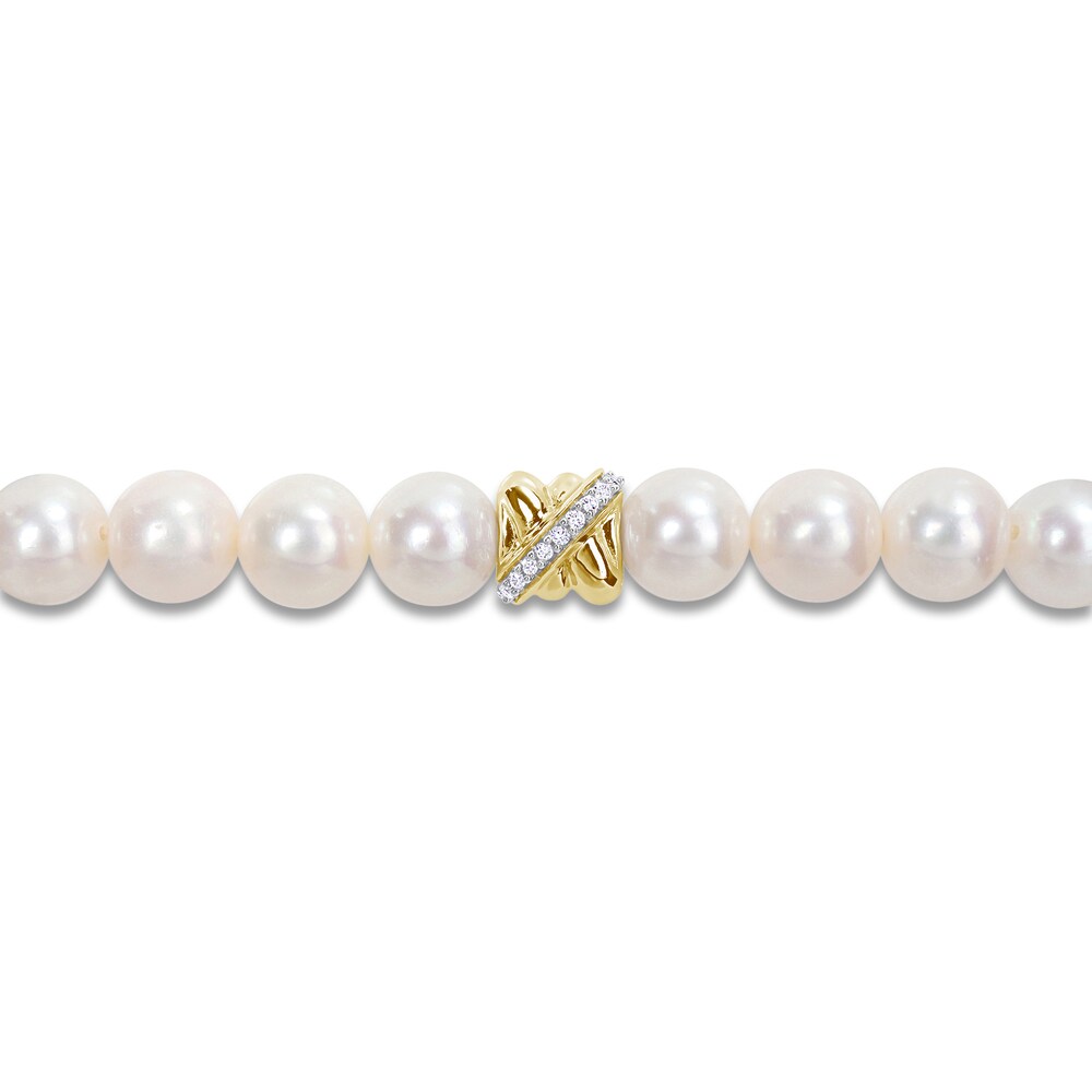 Cultured Freshwater Pearl Bracelet 1/10 ct tw Diamonds 14K Yellow Gold 7.5\" BfwgRiW9 Cultured Freshwater Pearl Bracelet 1/10 ct tw Diamonds 14K Yellow Gold 7.5\" BfwgRiW9