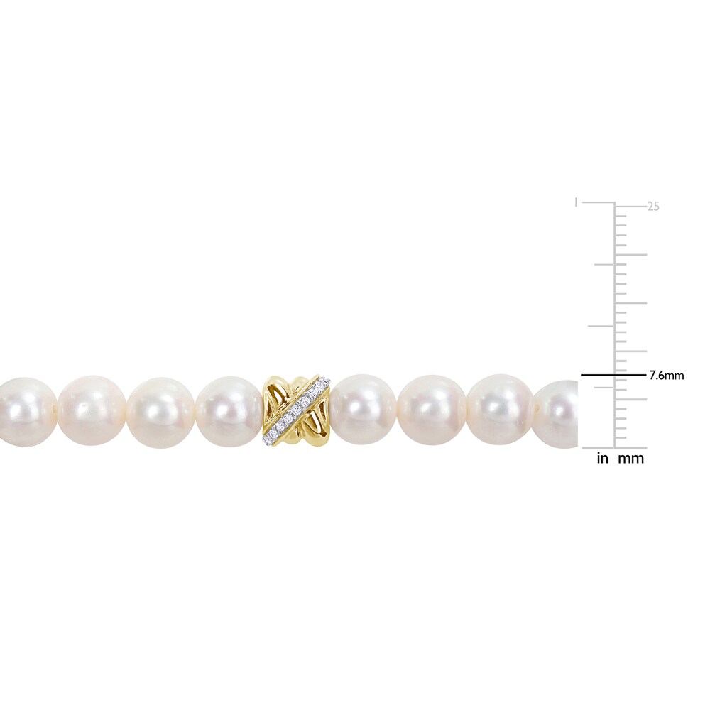 Cultured Freshwater Pearl Bracelet 1/10 ct tw Diamonds 14K Yellow Gold 7.5\" BfwgRiW9 Cultured Freshwater Pearl Bracelet 1/10 ct tw Diamonds 14K Yellow Gold 7.5\" BfwgRiW9