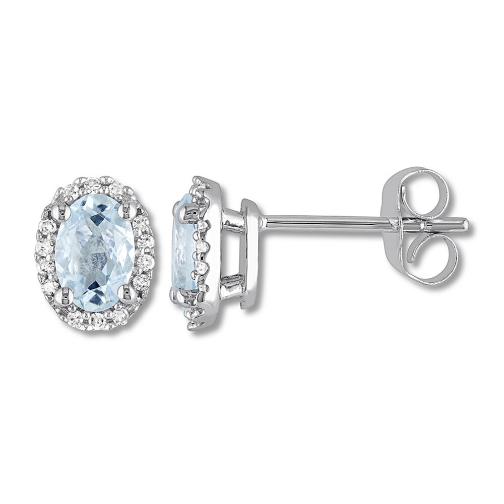 Aquamarine Earrings 1/15 ct tw Diamonds 14K White Gold Bj2hnqHo Aquamarine Earrings 1/15 ct tw Diamonds 14K White Gold Bj2hnqHo