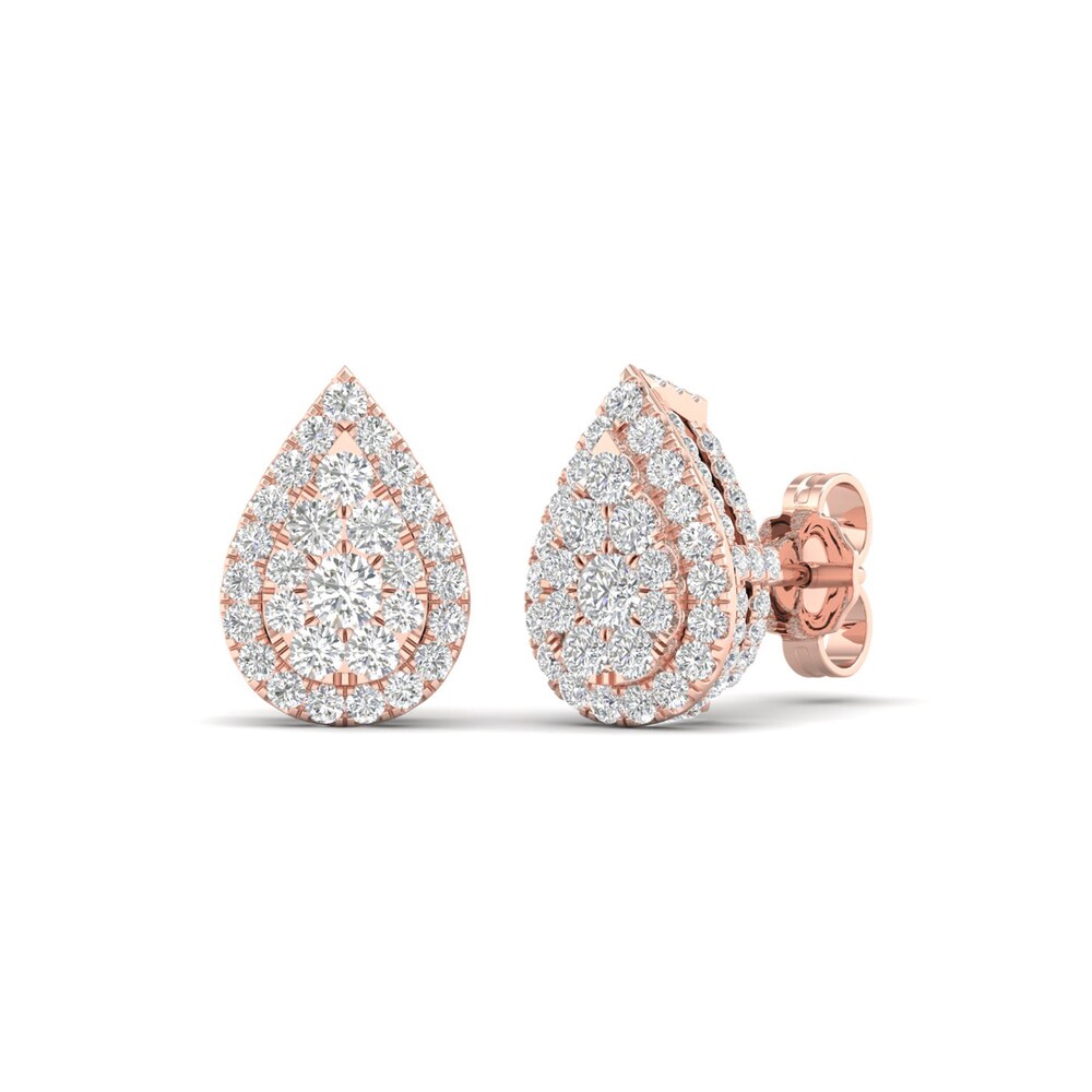 Colorless Diamond Earrings 1 ct tw Round 14K Rose Gold BnXAQ075 Colorless Diamond Earrings 1 ct tw Round 14K Rose Gold BnXAQ075