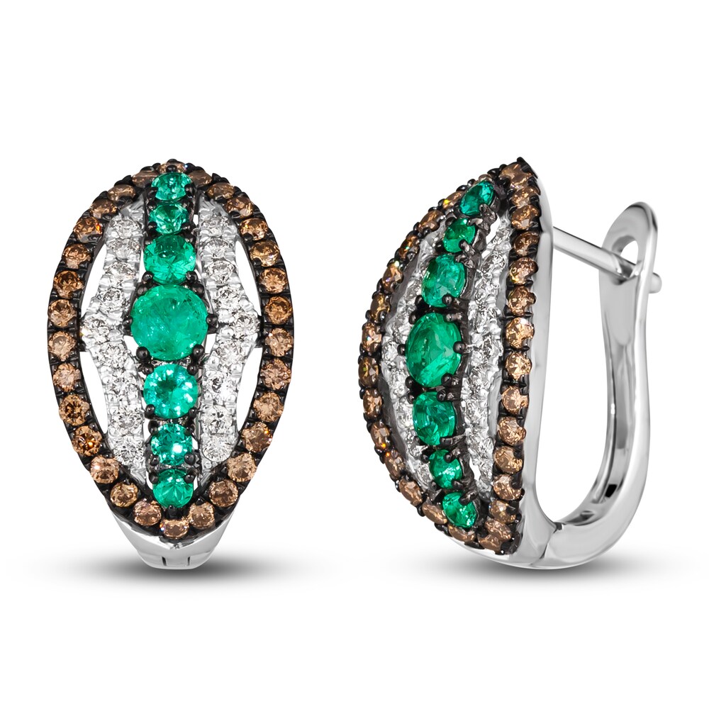 Le Vian Natural Emerald Hoop Earrings 3/4 ct tw Diamonds 14K Vanilla Gold BpDgpTKL Le Vian Natural Emerald Hoop Earrings 3/4 ct tw Diamonds 14K Vanilla Gold BpDgpTKL