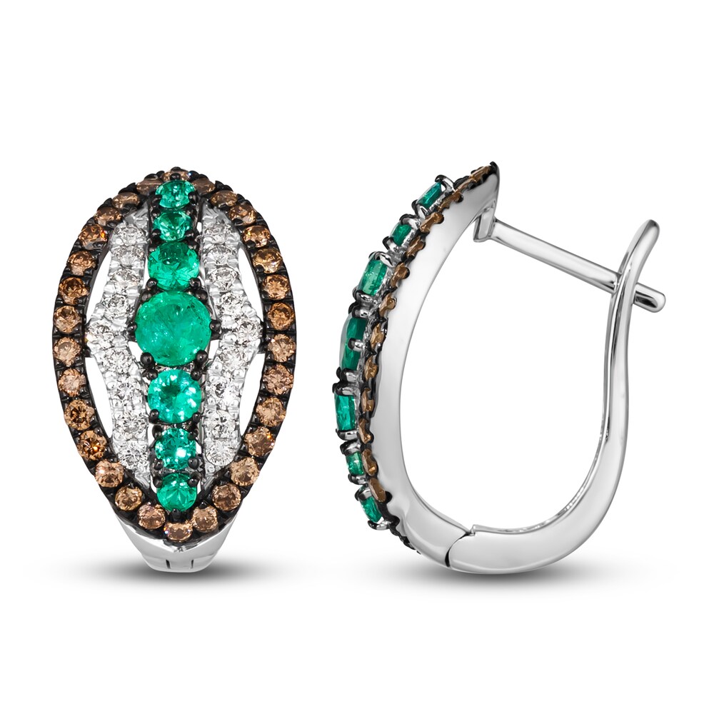 Le Vian Natural Emerald Hoop Earrings 3/4 ct tw Diamonds 14K Vanilla Gold BpDgpTKL Le Vian Natural Emerald Hoop Earrings 3/4 ct tw Diamonds 14K Vanilla Gold BpDgpTKL