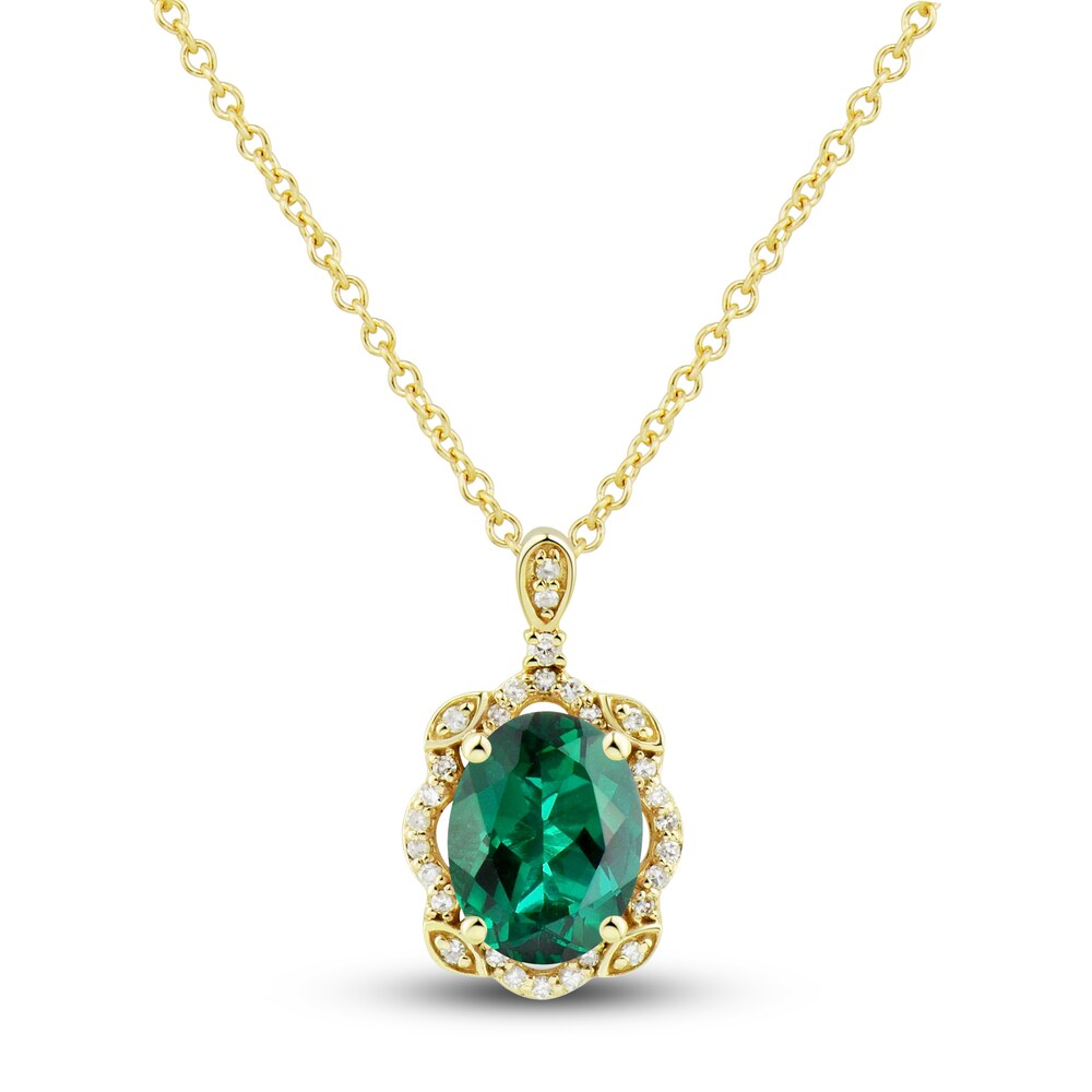 Lab-Created Emerald Ring, Earring & Necklace Set 1/3 ct tw Diamonds 10K Yellow Gold BqLcPl1g Lab-Created Emerald Ring, Earring & Necklace Set 1/3 ct tw Diamonds 10K Yellow Gold BqLcPl1g