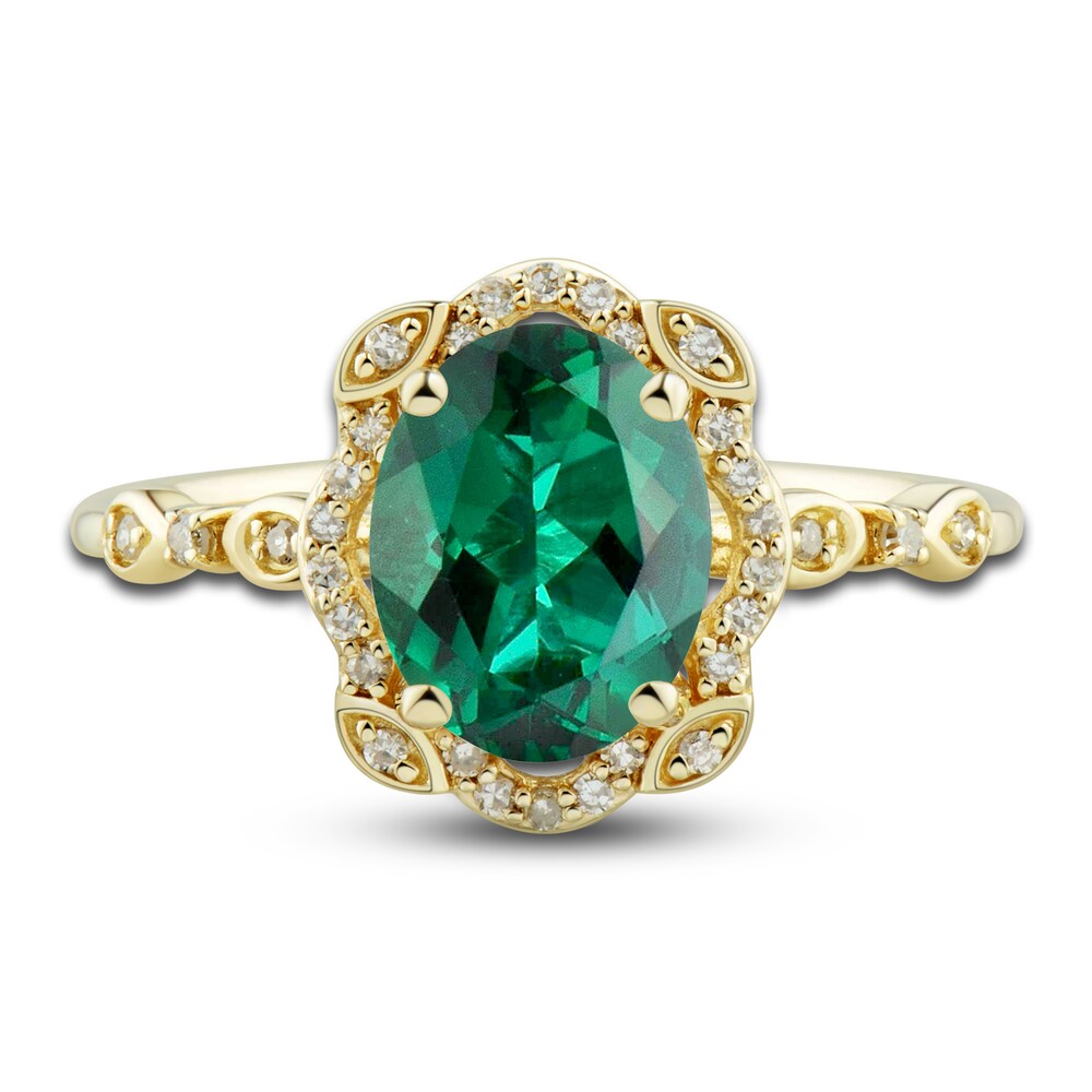 Lab-Created Emerald Ring, Earring & Necklace Set 1/3 ct tw Diamonds 10K Yellow Gold BqLcPl1g Lab-Created Emerald Ring, Earring & Necklace Set 1/3 ct tw Diamonds 10K Yellow Gold BqLcPl1g