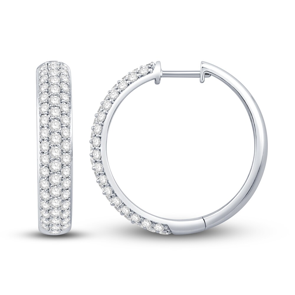 Diamond Hoop Earrings 2 ct tw Round 14K White Gold BrPUkV6x Diamond Hoop Earrings 2 ct tw Round 14K White Gold BrPUkV6x