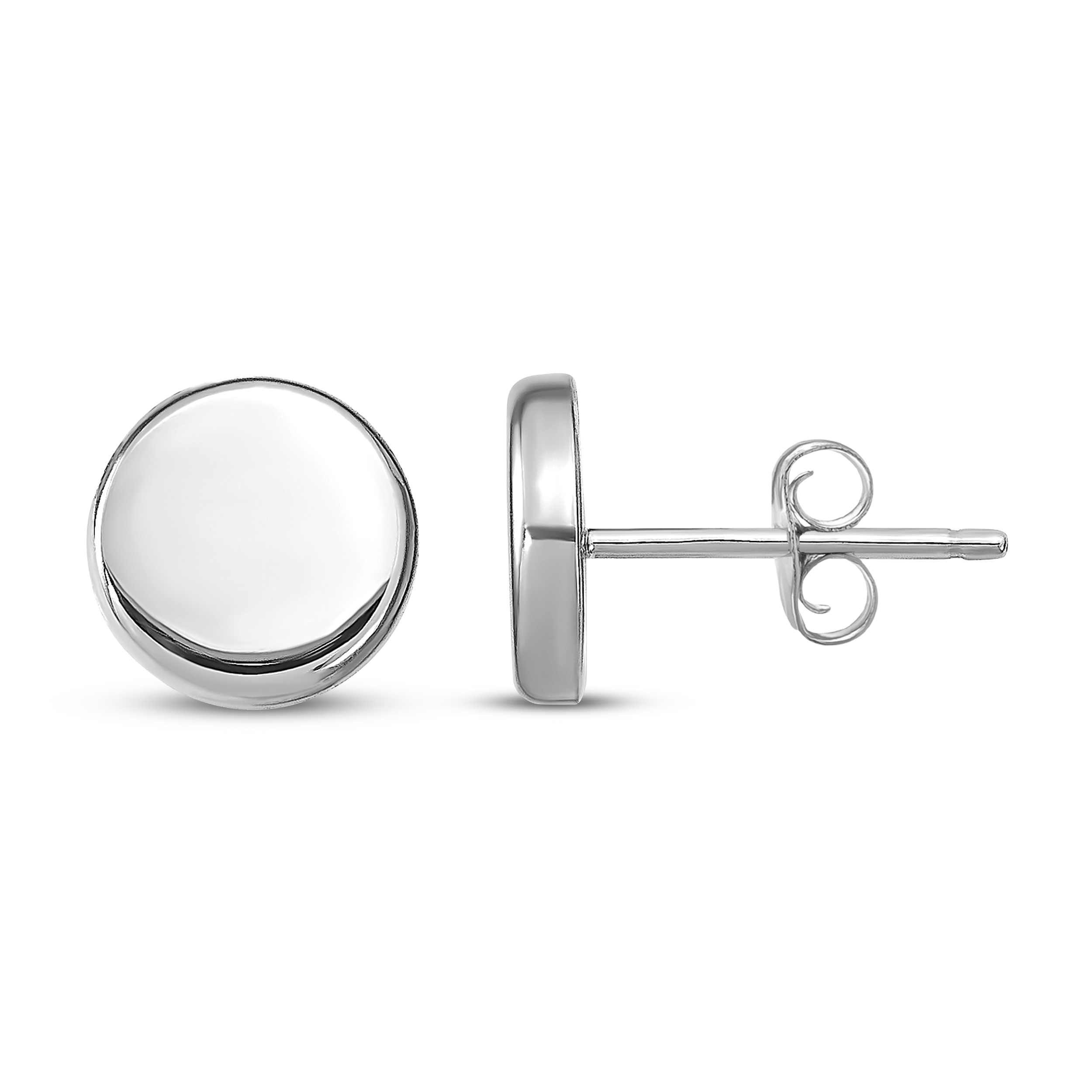 Button Disc Stud Earrings 14K White Gold BrhjNmlB Button Disc Stud Earrings 14K White Gold BrhjNmlB