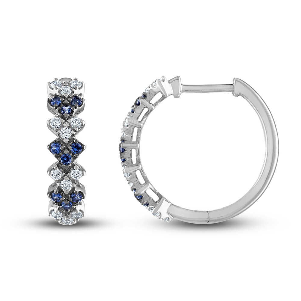 Vera Wang WISH Diamond & Blue Sapphire Hoop Earrings 1/4 ct tw Round 10K White Gold BrrUpRd5 Vera Wang WISH Diamond & Blue Sapphire Hoop Earrings 1/4 ct tw Round 10K White Gold BrrUpRd5