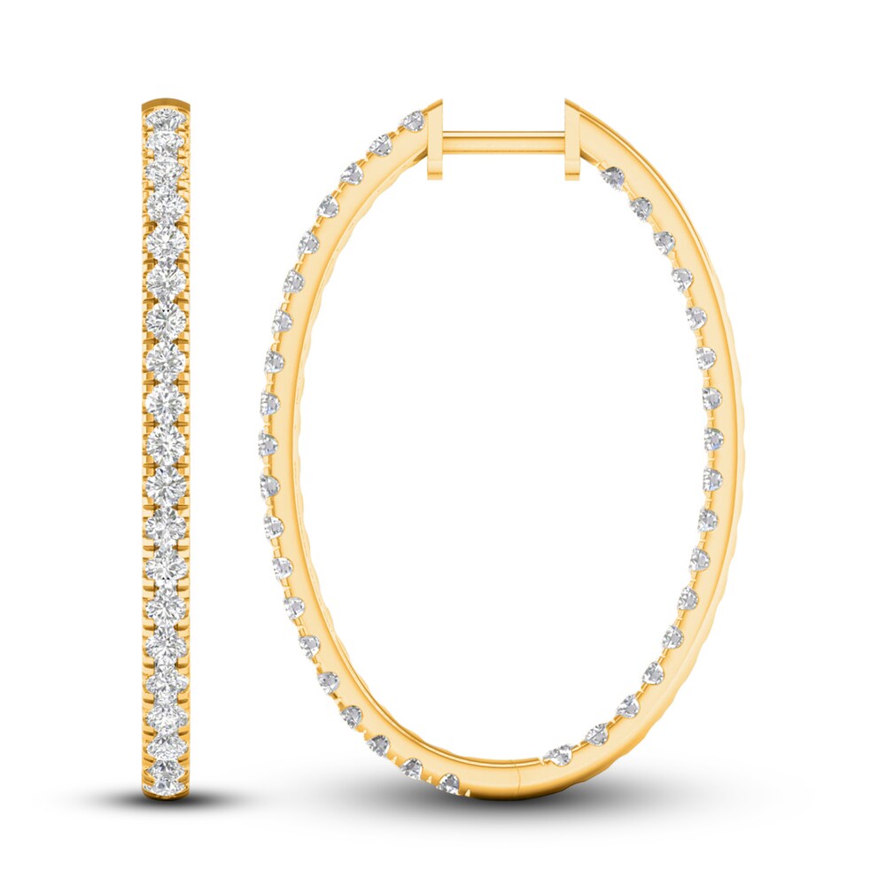 Lab-Created Diamond Hoop Earrings 2 ct tw Round 14K Yellow Gold Bt90T8Rj Lab-Created Diamond Hoop Earrings 2 ct tw Round 14K Yellow Gold Bt90T8Rj