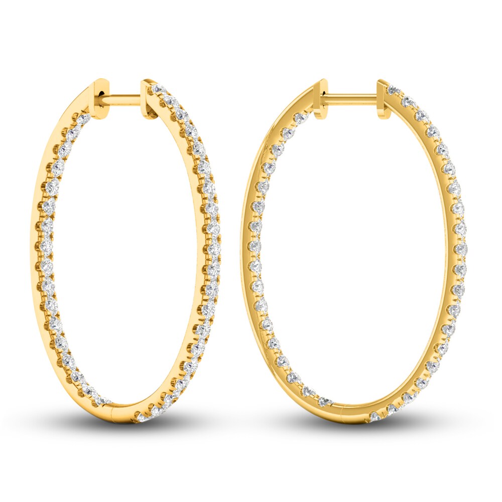 Lab-Created Diamond Hoop Earrings 2 ct tw Round 14K Yellow Gold Bt90T8Rj Lab-Created Diamond Hoop Earrings 2 ct tw Round 14K Yellow Gold Bt90T8Rj