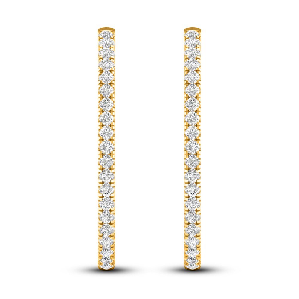 Lab-Created Diamond Hoop Earrings 2 ct tw Round 14K Yellow Gold Bt90T8Rj Lab-Created Diamond Hoop Earrings 2 ct tw Round 14K Yellow Gold Bt90T8Rj