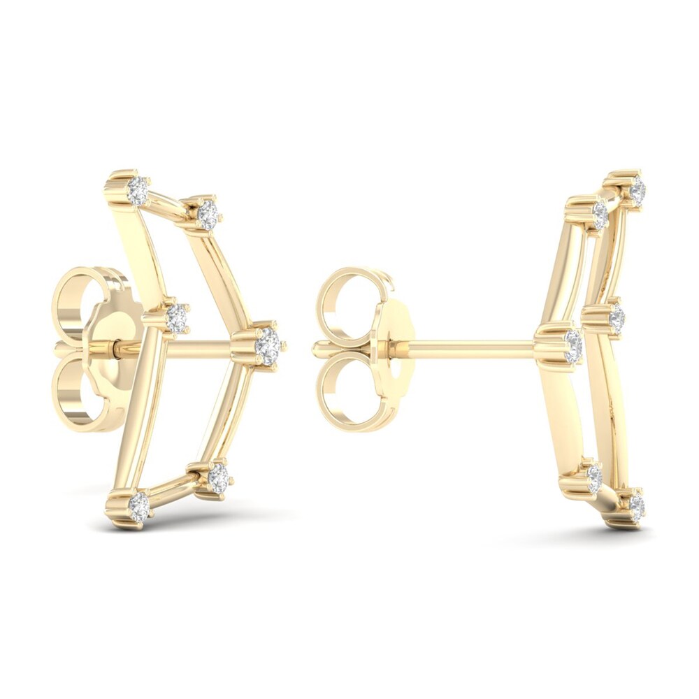 Diamond Capricorn Constellation Earrings 1/8 ct tw Round 14K Yellow Gold CATKAwSP
