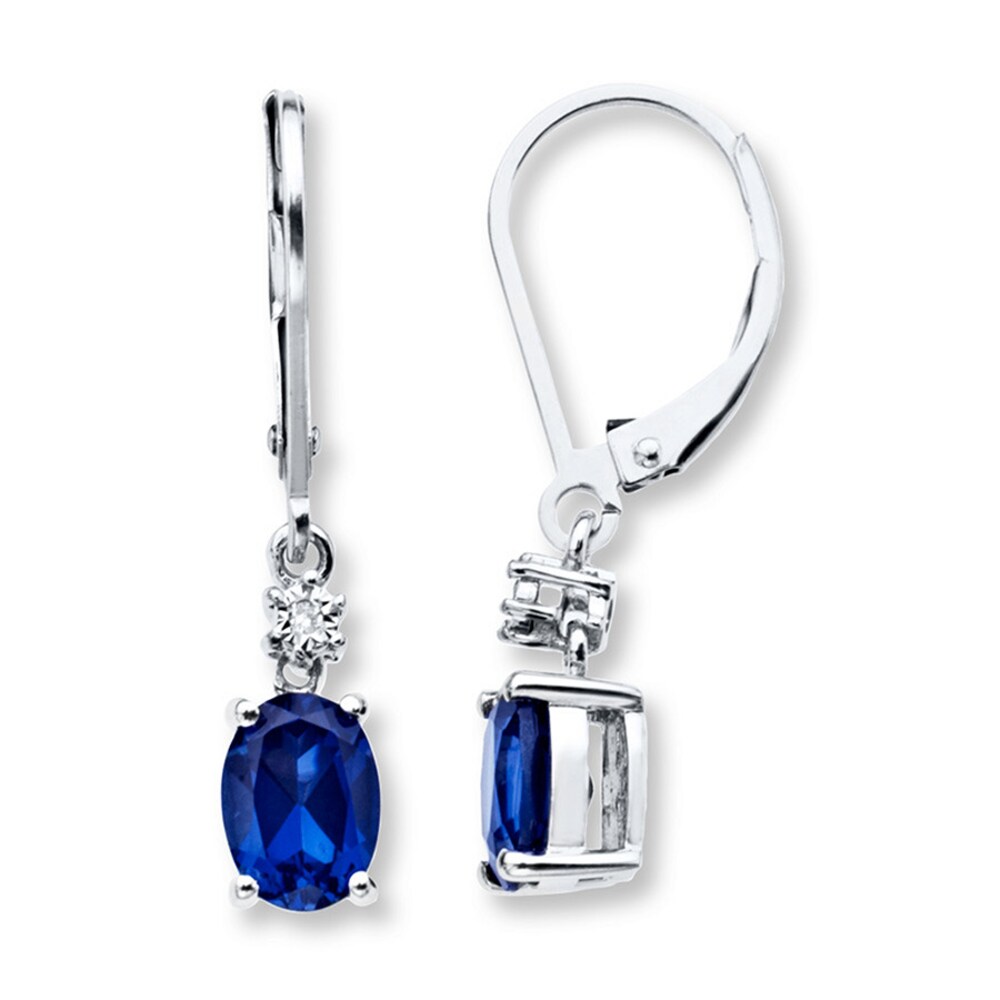 Lab-Created Sapphire Earrings with Diamonds Sterling Silver CC23KtrA Lab-Created Sapphire Earrings with Diamonds Sterling Silver CC23KtrA
