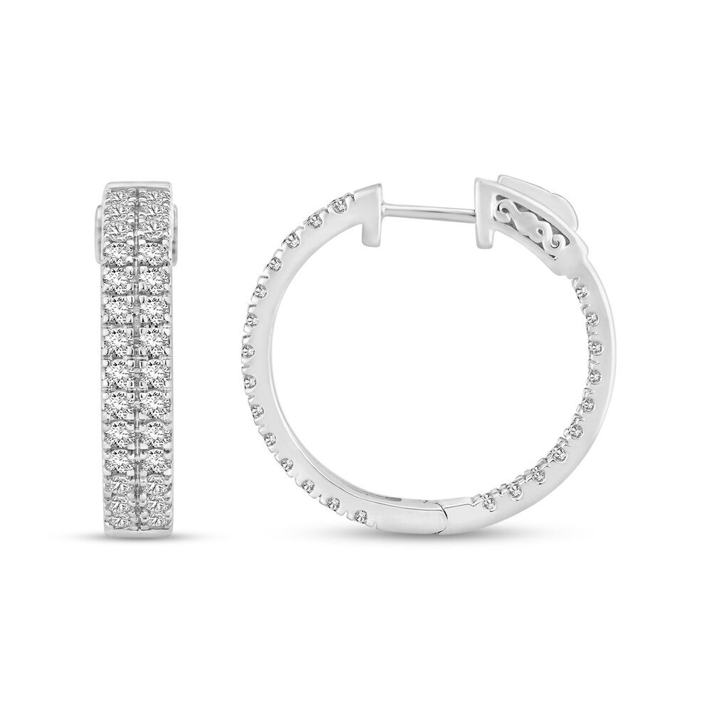 Diamond Double Hoop Earrings 2 ct tw Round 18K White Gold CDirmUxG Diamond Double Hoop Earrings 2 ct tw Round 18K White Gold CDirmUxG