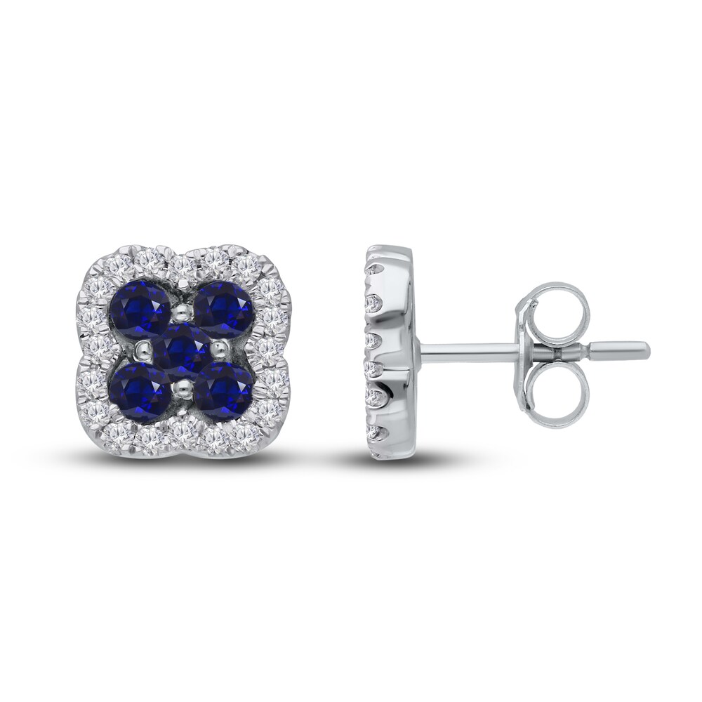 Kallati Natural Blue Sapphire Stud Earrings 1/4 ct tw Diamonds 14K White Gold CISOKWW5 Kallati Natural Blue Sapphire Stud Earrings 1/4 ct tw Diamonds 14K White Gold CISOKWW5