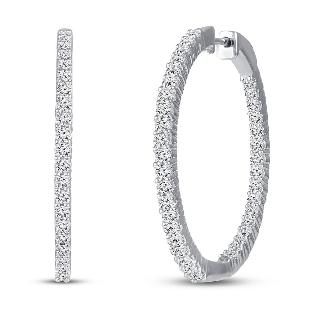 Diamond Hoop Earrings 2 ct tw Round 14K White Gold CIicQ8Wj Diamond Hoop Earrings 2 ct tw Round 14K White Gold CIicQ8Wj