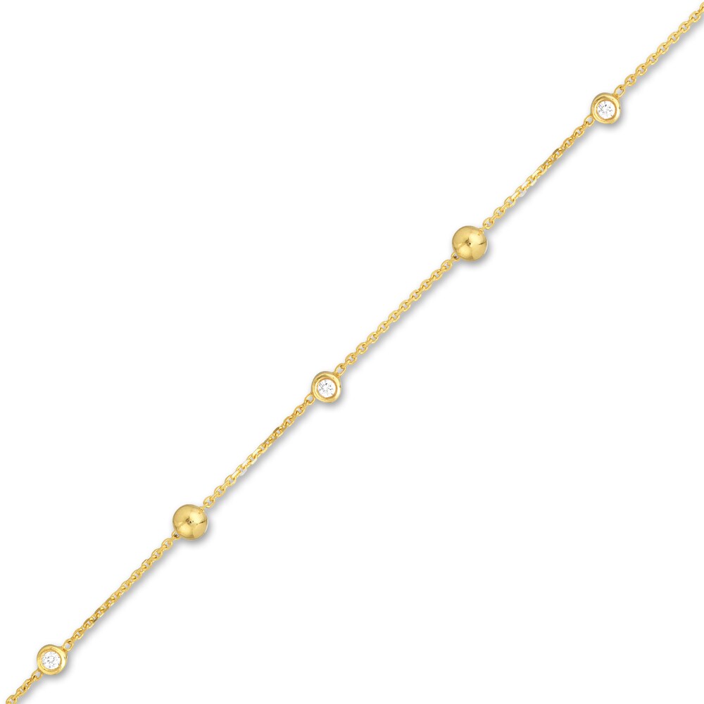 Diamond Bead Bracelet 1/20 ct tw Round 14K Yellow Gold 7.25\" Adj. CMKQHk9f Diamond Bead Bracelet 1/20 ct tw Round 14K Yellow Gold 7.25\" Adj. CMKQHk9f