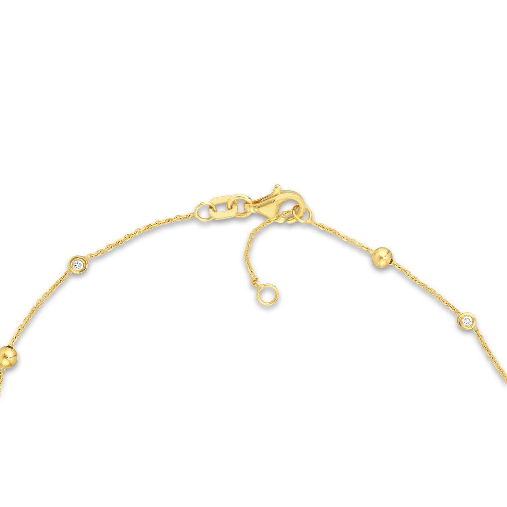 Diamond Bead Bracelet 1/20 ct tw Round 14K Yellow Gold 7.25\" Adj. CMKQHk9f Diamond Bead Bracelet 1/20 ct tw Round 14K Yellow Gold 7.25\" Adj. CMKQHk9f