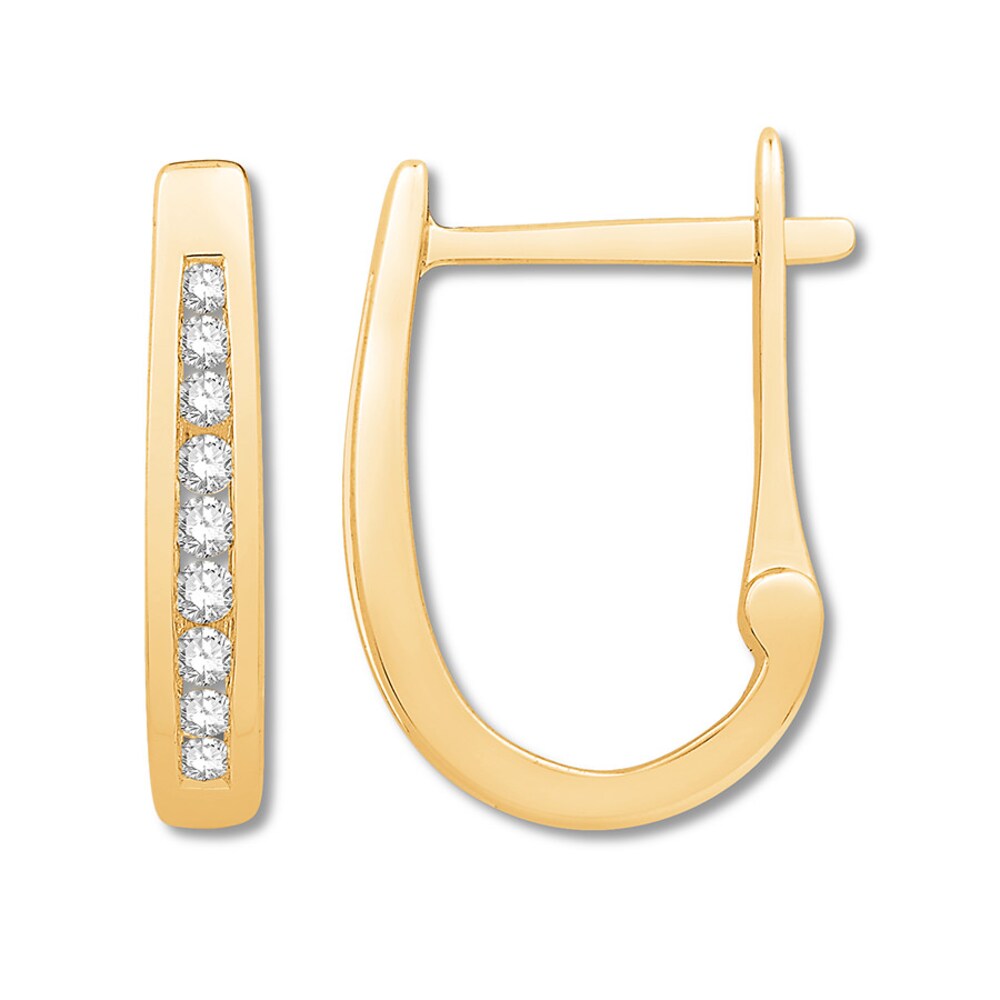 Colorless Diamond Hoop Earrings 1/4 ct tw 14K Yellow Gold CN1mvSQL Colorless Diamond Hoop Earrings 1/4 ct tw 14K Yellow Gold CN1mvSQL