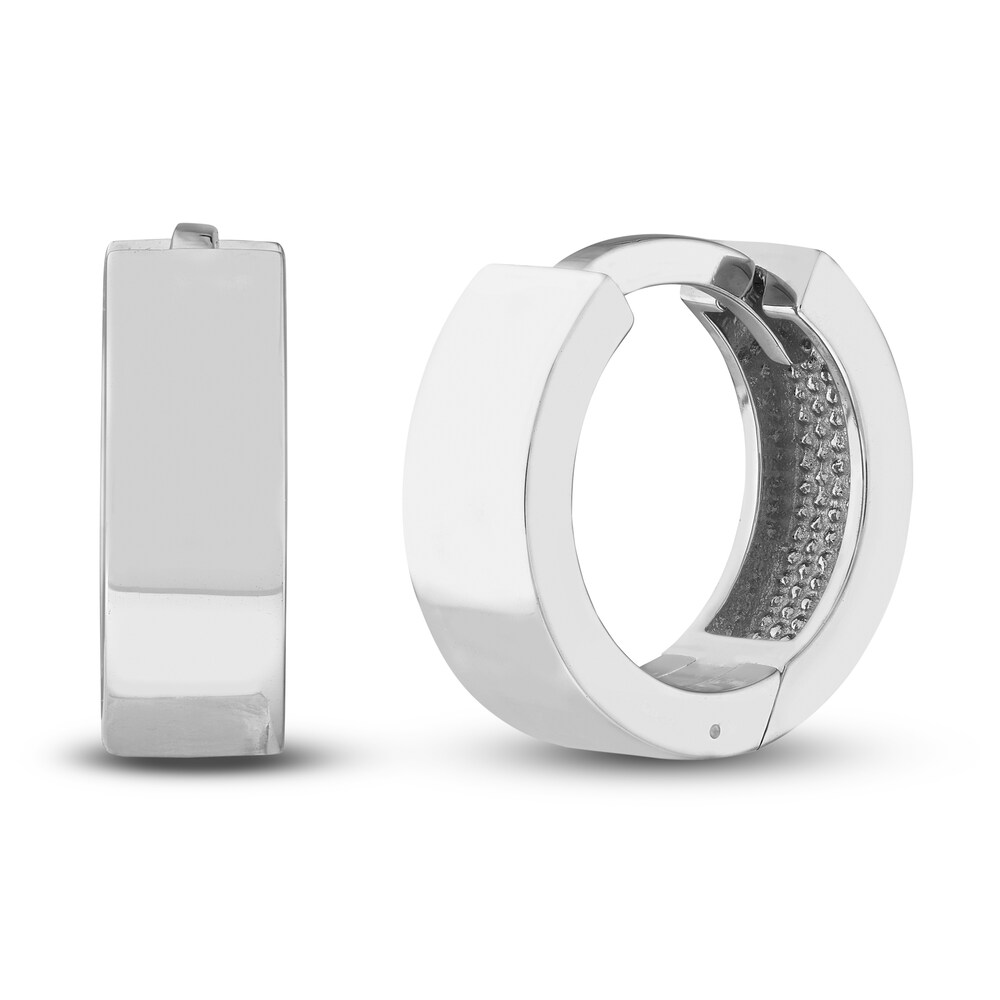 Round Huggie Earrings 14K White Gold CNL5G00y Round Huggie Earrings 14K White Gold CNL5G00y