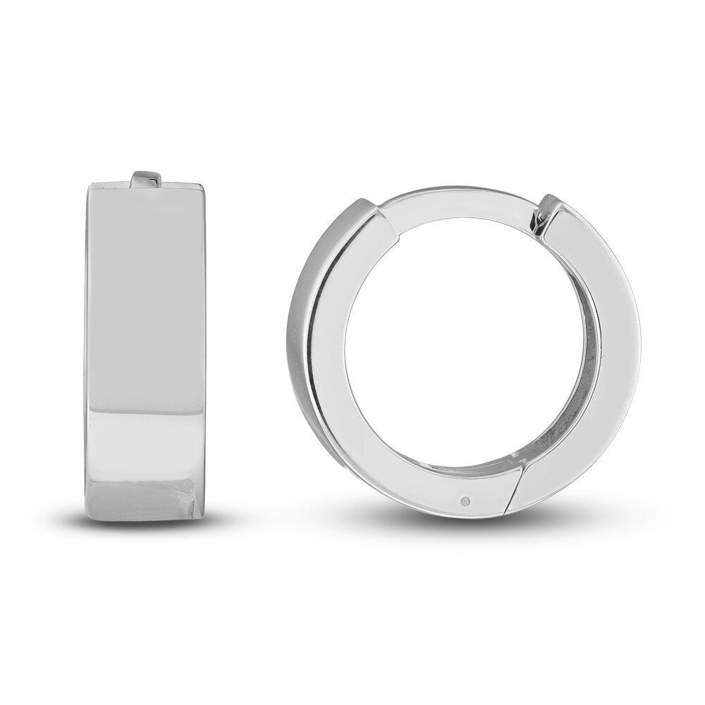 Round Huggie Earrings 14K White Gold CNL5G00y Round Huggie Earrings 14K White Gold CNL5G00y