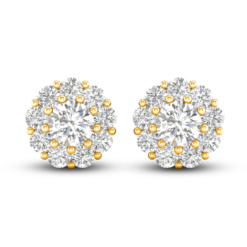 Lab-Created Diamond Halo Earrings 2 ct tw Round 14K Yellow Gold CRH2Y319 Lab-Created Diamond Halo Earrings 2 ct tw Round 14K Yellow Gold CRH2Y319