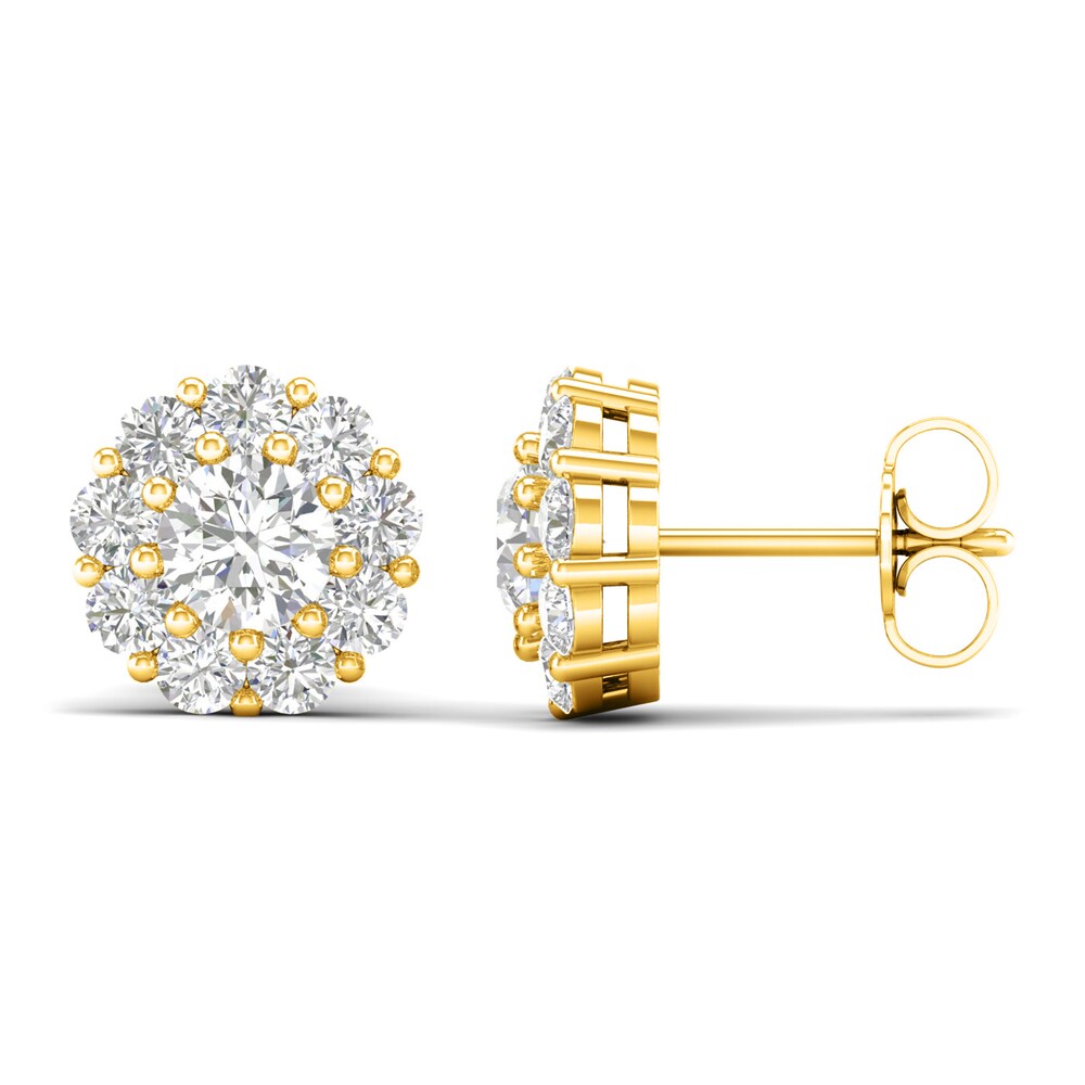 Lab-Created Diamond Halo Earrings 2 ct tw Round 14K Yellow Gold CRH2Y319 Lab-Created Diamond Halo Earrings 2 ct tw Round 14K Yellow Gold CRH2Y319