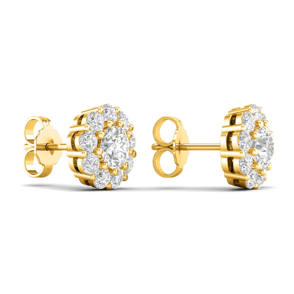 Lab-Created Diamond Halo Earrings 2 ct tw Round 14K Yellow Gold CRH2Y319 Lab-Created Diamond Halo Earrings 2 ct tw Round 14K Yellow Gold CRH2Y319