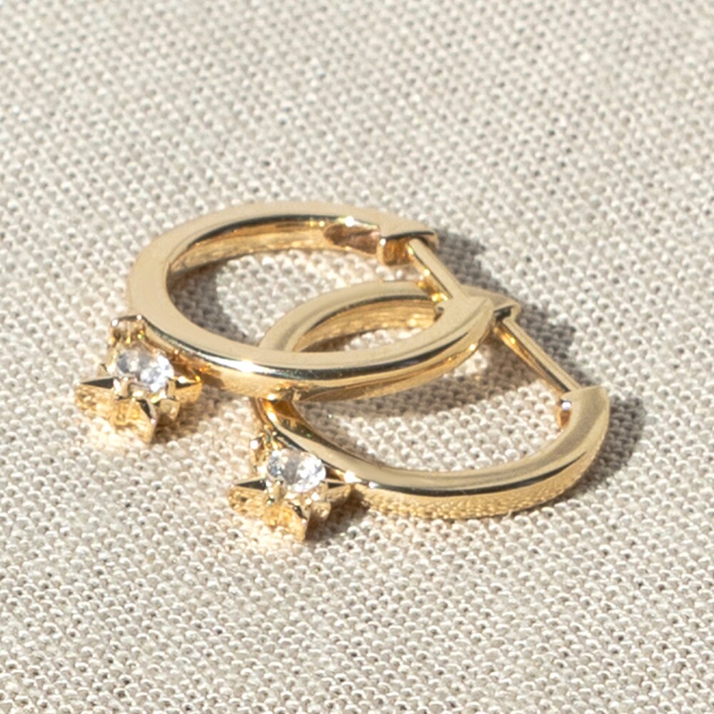 Juliette Maison Natural Aquamarine Starburst Hoops 10K Yellow Gold CX89ePPC